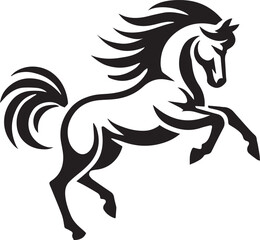 Horse running vector black and white
