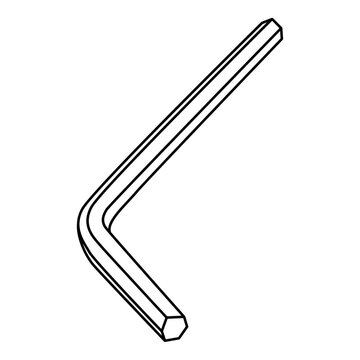 Hand drawn doodle hex key (Allen wrench), vector illustration, black outline. Great for assembling furniture, mechanical repairs, and DIY projects.
