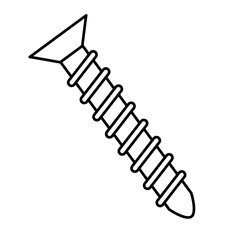 Screw, hand-drawn doodle vector illustration, black outline. 