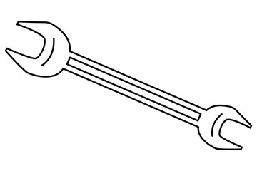 Hand drawn doodle illustration of a double open-end wrench, simple vector outline. Perfect for repair, maintenance, and construction toolkits