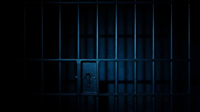 Prison Cell Bars Casting Shadows: Symbolizing Confinement and Loss of Freedom