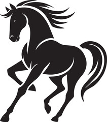 Horse running vector black and white