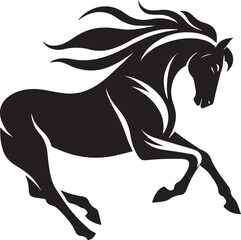 Horse running vector black and white