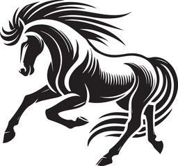 Obraz premium Horse running vector black and white