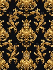 Golden Decorative Pattern on Black Background