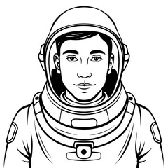 black and white portrait of a man astronaut
