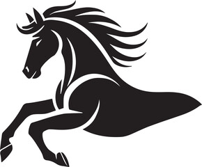 Horse running vector black and white