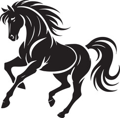 Horse running vector black and white