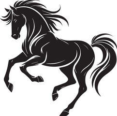 Horse running vector black and white