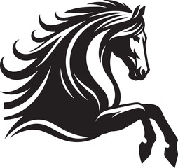 Horse running vector black and white