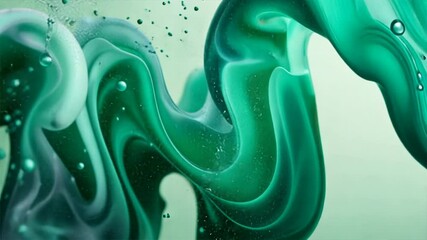 Abstract Fluid Art: A captivating close-up of an abstract artwork, featuring flowing lines and swirls of vibrant emerald green hues, creating a sense of depth and movement.