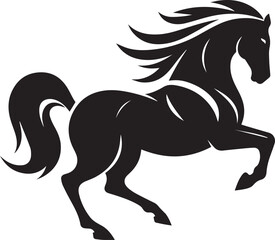Horse running vector black and white