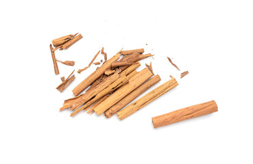 Broken Ceylon Cinnamon Isolated, Cinnamomum Verum Bark, Zeylanicum, Real Cinnamon Sticks