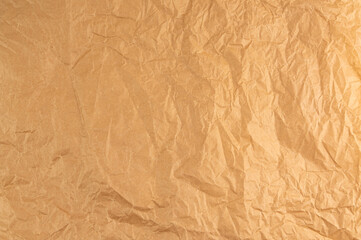 Crumpled Craft Paper, Rugged Wrapping Old Paper Texture, Empty Brown Wrinkled Sheet Scrap Top View