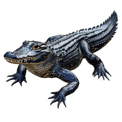 Naklejka premium Photo of Black caiman crocodile isolated on white background