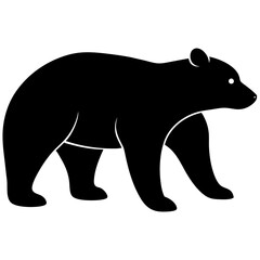 bear black silhouette vector, Simple silhouette Design vector icon with white background. Wild animal 