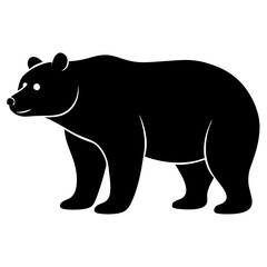 bear black silhouette vector, Simple silhouette Design vector icon with white background. Wild animal 