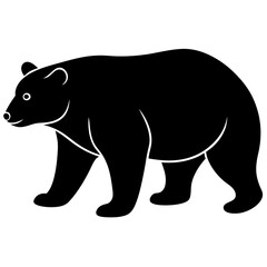 bear black silhouette vector, Simple silhouette Design vector icon with white background. Wild animal 