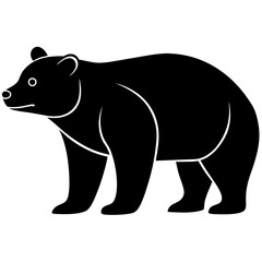 bear black silhouette vector, Simple silhouette Design vector icon with white background. Wild animal 