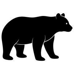 bear black silhouette vector, Simple silhouette Design vector icon with white background. Wild animal 
