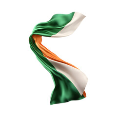 Irish Flag Ribbon on Indian Flag Isolated on Transparent Background