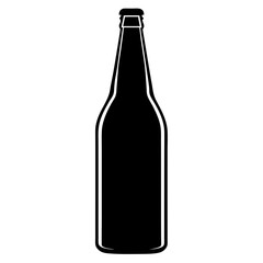 Wine bottle, Beer bottle black silhouette vector, Simple silhouette Design vector icon with white background.