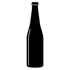 Wine bottle, Beer bottle black silhouette vector, Simple silhouette Design vector icon with white background.