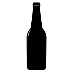 Wine bottle, Beer bottle black silhouette vector, Simple silhouette Design vector icon with white background.