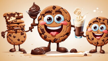 Cheerful cartoon cookies give a thumbs up near dessert.