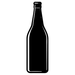 Wine bottle, Beer bottle black silhouette vector, Simple silhouette Design vector icon with white background.