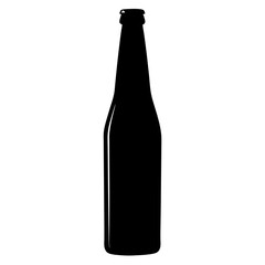 Wine bottle, Beer bottle black silhouette vector, Simple silhouette Design vector icon with white background.