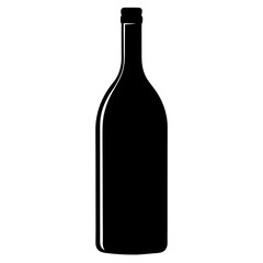 Wine bottle, Beer bottle black silhouette vector, Simple silhouette Design vector icon with white background.
