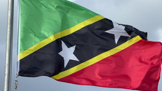 Flag of St Kitts and Nevis on a sunny day