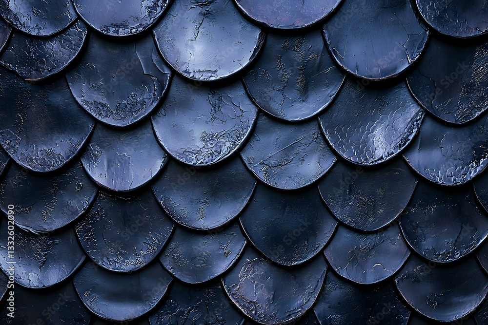 Aufkleber metallic blue dragon scales pattern with overlapping circular shapes creating armored texture effect