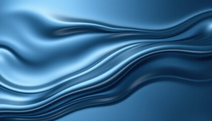 Sleek Liquid Metal Wave in Dark Gunmetal and Icy Blue, Abstract Design, Studio Environment