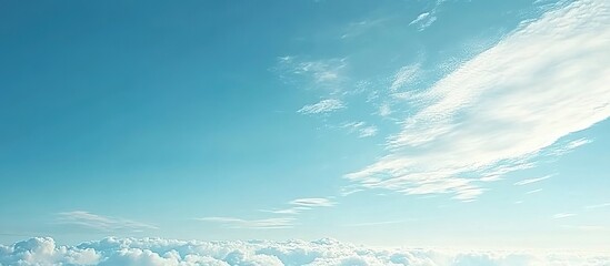  Blue sky with white clouds, clean background, bright light, commercial photography
