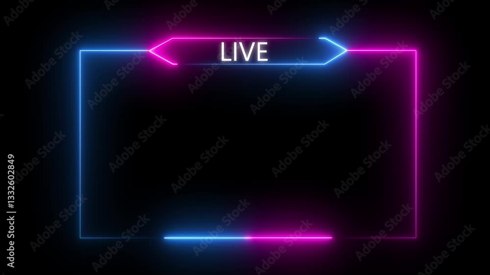 Aufkleber live streaming neon text frame animation box frame neon frame live streaming game live stream overla