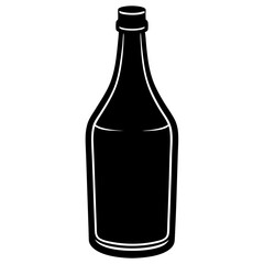 bottle black silhouette vector, Simple silhouette Design vector icon with white background.