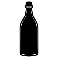 bottle black silhouette vector, Simple silhouette Design vector icon with white background.