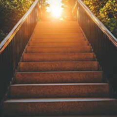 Fototapeta premium Sunlit Stone Steps Ascending Outdoors