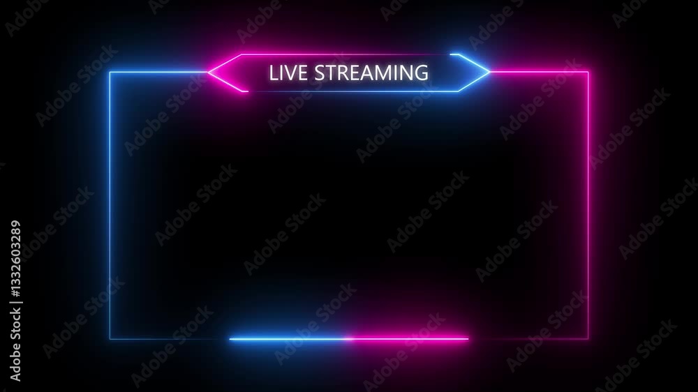 Aufkleber live streaming neon text frame animation box frame neon frame live streaming game live stream overla