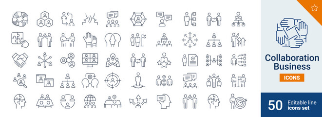 Collaboration icons Pixel perfect. teamwork, management, communication, ...	
