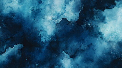 Abstract Watercolor Background Deep Ocean Blues