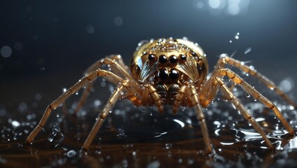 Dewy Spider Close-Up