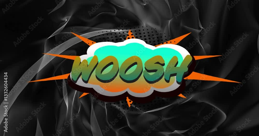 Poster colorful cloud with orange spikes creating animation on dark abstract background