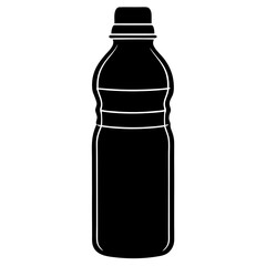 water bottle black silhouette vector, Simple silhouette Design vector icon with white background.