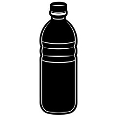 water bottle black silhouette vector, Simple silhouette Design vector icon with white background.