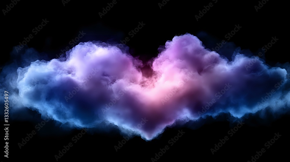 Aufkleber glowing pink and blue clouds on black background create ethereal atmospheric effect. dramatic lighti