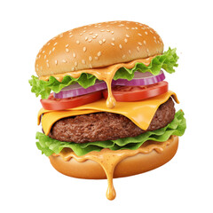 cheese burger on white background isolated png	
