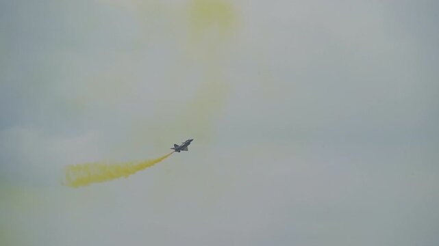 Chinese aerobatic aircraft show using a J10 aircraft at Don Mueang Airport